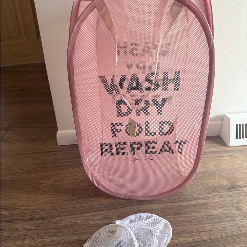 Pink Foldable Laundry Hamper